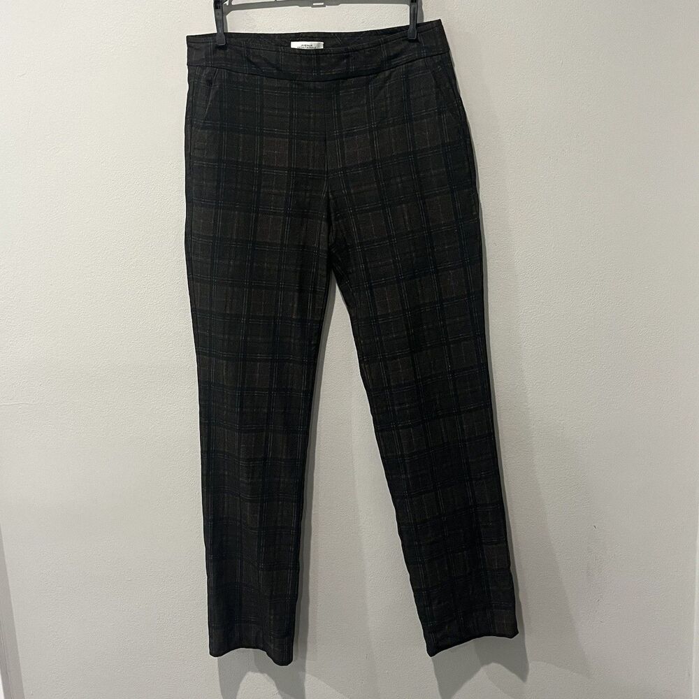 Avenue Montaigne Pants Women’s 6 Louis‎ Green Plaid Slim Pull-On Elastic Waist